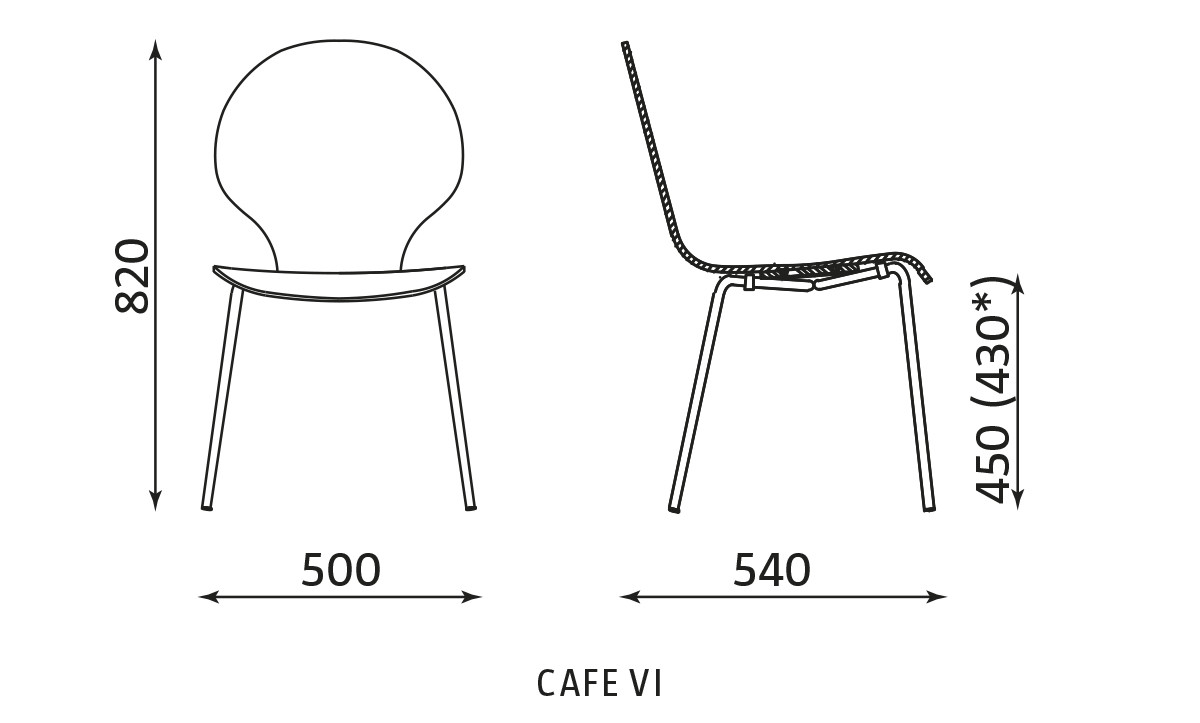 Wymiary krzesła Cafe VI